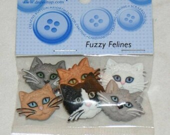 Set of 6 novelty buttons - cats.