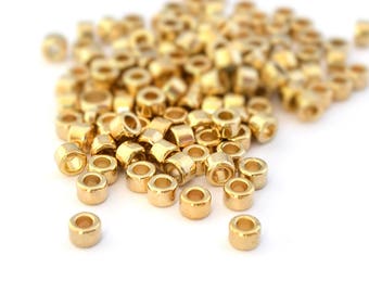 30 washers beads gold large hole acrylic 6x4mm