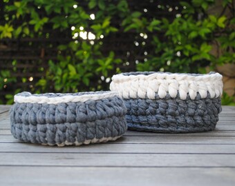 Handmade Cotton Knit Baskets Set