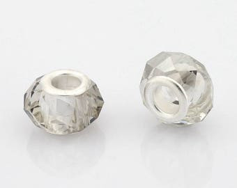 European faceted Crystal with silver core glass bead