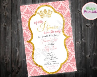 Pink and gold Baby Shower Invitation, Princess Baby shower Invitation, Baby Shower Invitation Girl, Printable Baby shower Invitation