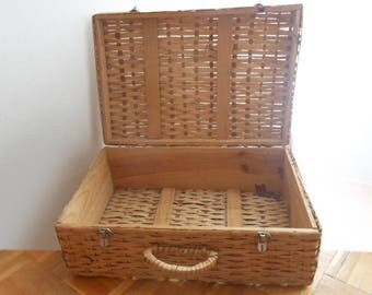 Panier Pique-nique En Bambou Tressé – Vintage, Style Rétro, Avec Couvercle