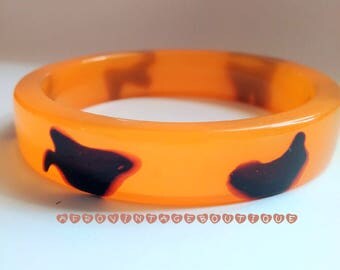 Vintage Bangle. Orange Bangle. Lucite Bangle. Afrocentric Bangle. Afrocentric Accessories.