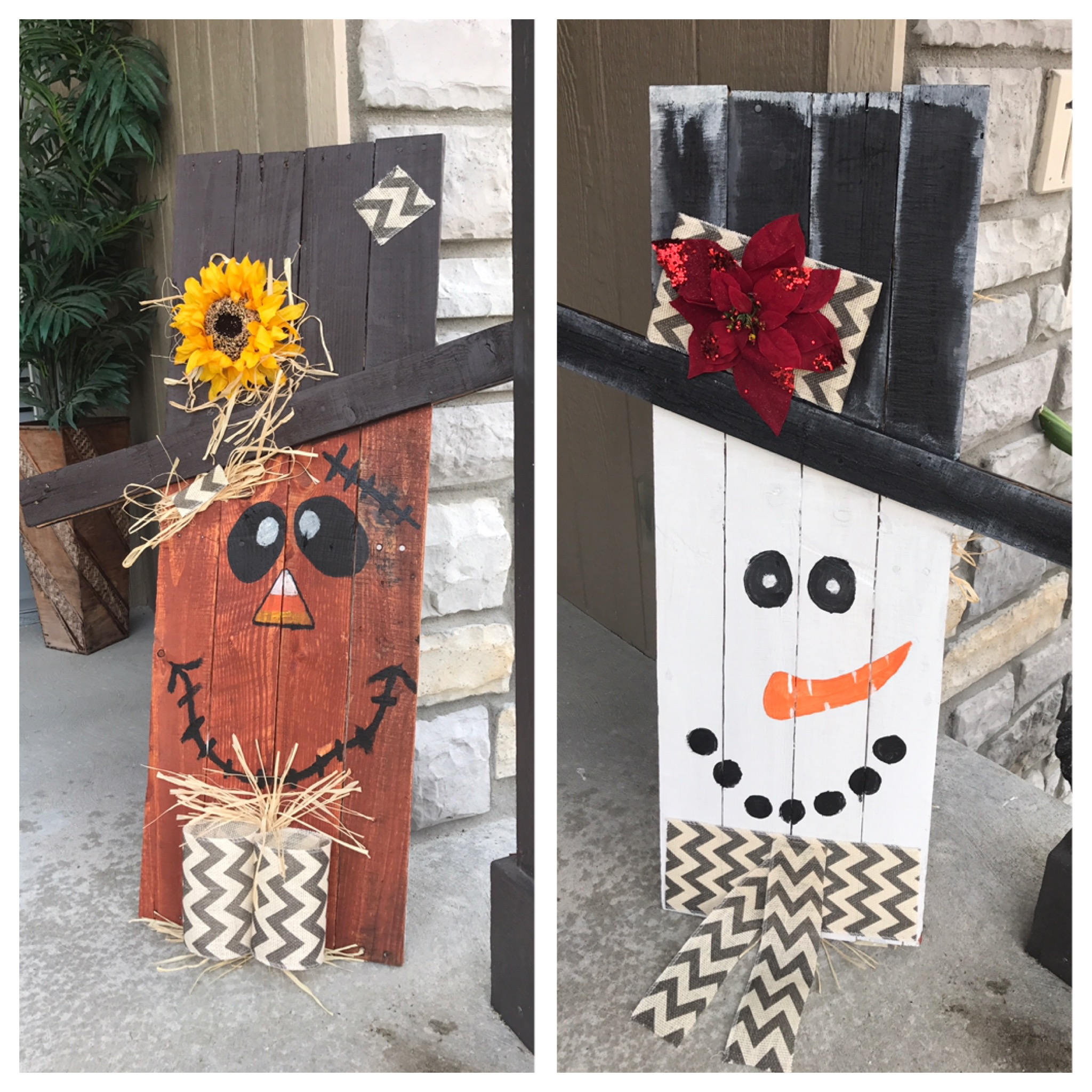 Scarecrow and snowman pallet sign wood signs holiday pallet