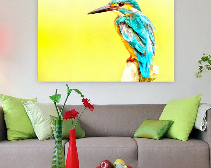 Eisvogel bird, animal, cute, canvas, Interior decor, bird canvas, room design, print poster, art picture, gift