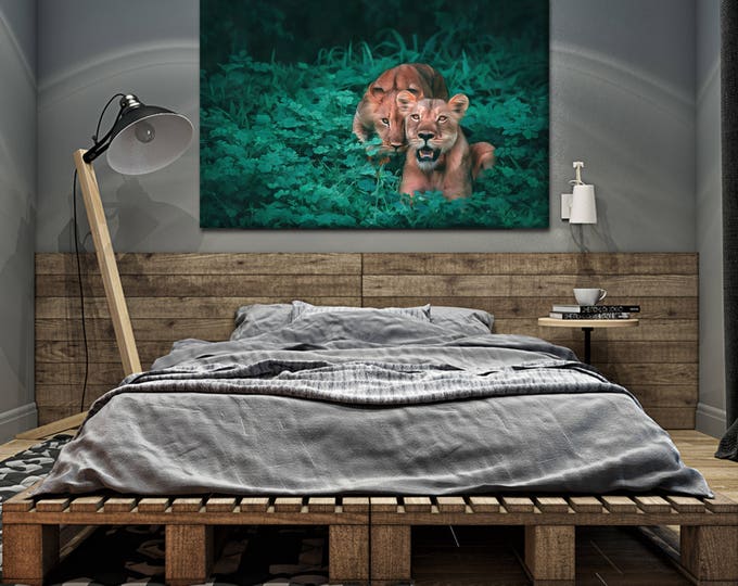 Lion's family canvas, Animal canvas, Lion art, Large art print, Interior decor, Wall decor, Print, Gift for her, Wall Art, Wall decor, Gift