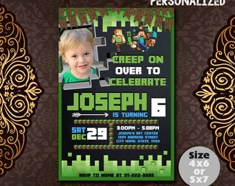 Minecraft Invitation, Minecraft Birthday, Minecraft Invite, Minecraft Party, Minecraft Birthday Invitation, Minecraft Party Invite, F0814