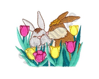 Kissing Bunnies Embroidery Pattern PDF Tasha Noel
