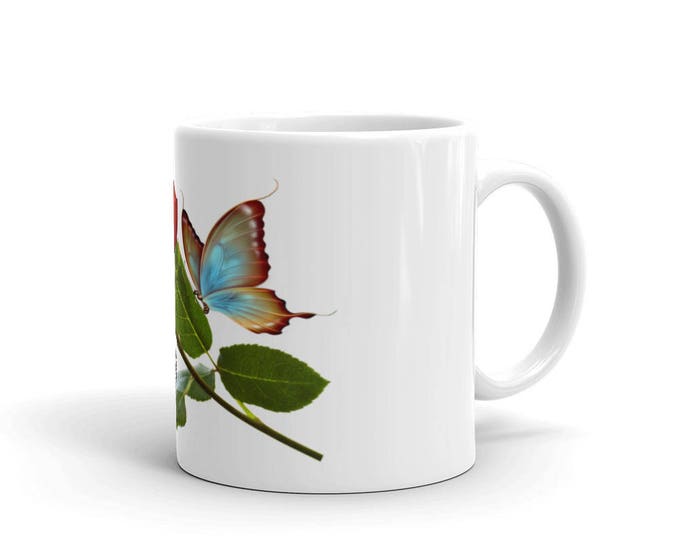 Butterflies & Rose Coffee Mugs for Coffee Lovers, Gifts for Teachers, Mom, Friend, Grandma, Ceramic, Girls, Women, CoffeeShopCollection