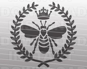 Bee SVG File -Queen Bee SVG File- Bee with Laurel Wreath SVG - Commercial & Personal Use - Vector file for Cricut,Silhouette,vinyl cutting