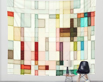 Pink Watercolor, Wall Tapestry, Pink Wall Hanging, Geometric Tapestry, Wall Hanging, Pink Tapestry, Abstract Tapestry, Abstract Watercolor