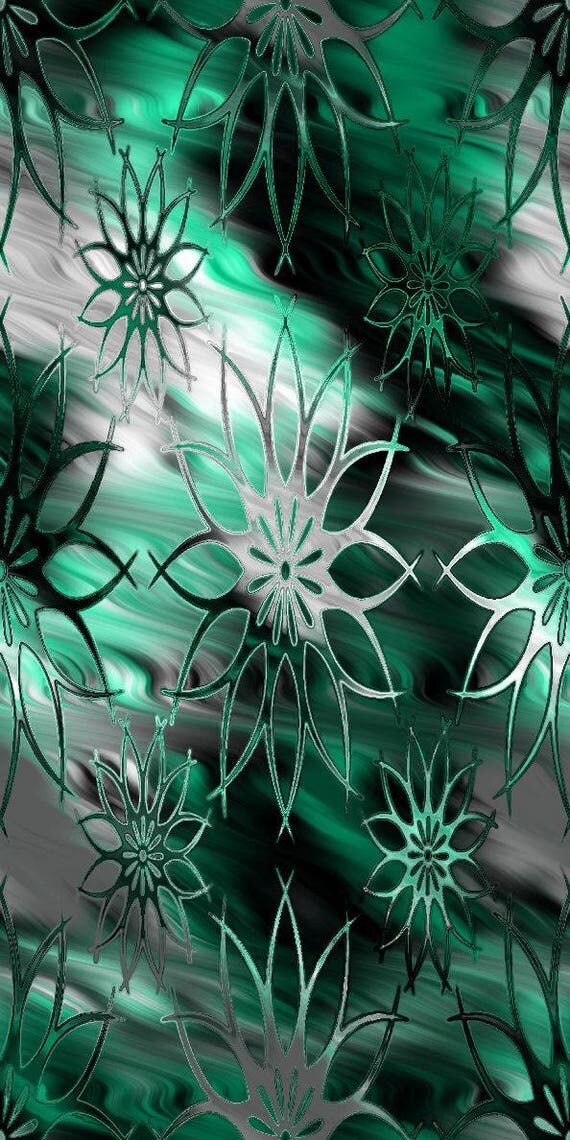 Green Gray White Flower Artist Performance Knit Fabric Fiber Art Mixed Media Swirls Waves