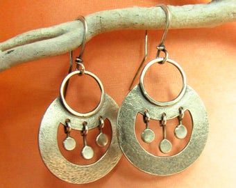 Egyptian Inspired Argentium Sterling Silver Earrings, Nefertiti Earrings, Silversmith Exotic Earrings, Artisan Earrings, Metalsmith Earrings