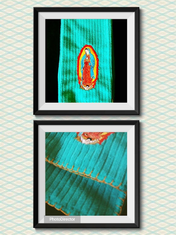 Virgen de Guadalupe dish towel mexican folkart