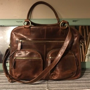 Brown Leather Weekend Holdall Travel Diaper Bag