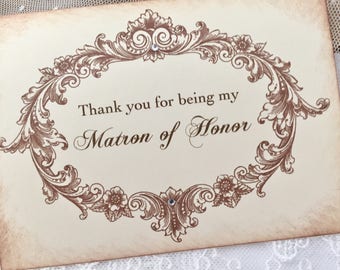 Thank you for being my Matron of Honor Card, Matron of Honor Thank You Card