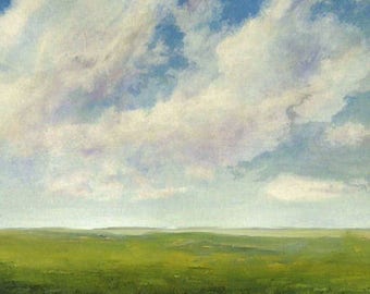Large Landscape Oil Painting 48x48 CUSTOM Modern Abstract Sky Cloud FIELD ART by J Shears