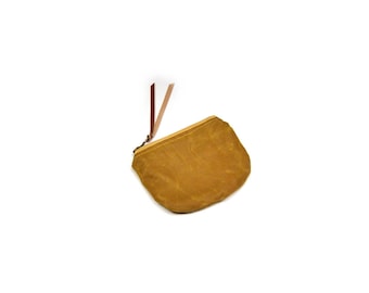 coin purse • small waxed canvas pouch • bourbon brown waxed canvas - simple coin pouch - gifts under 20