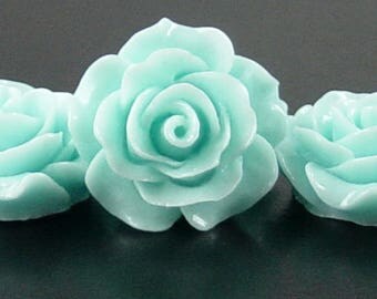 Cabochon Resin Flower 4 Resin Round Rose Flower Blue 20mm x 9mm (1019cab20m4-15)