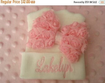 ON SALE Lakelyn Personalized Hospital Hat New Born Hat 2-Ply Infant Cap - Little Sister Hat Newborn Beanie- Name or upto 3 initials