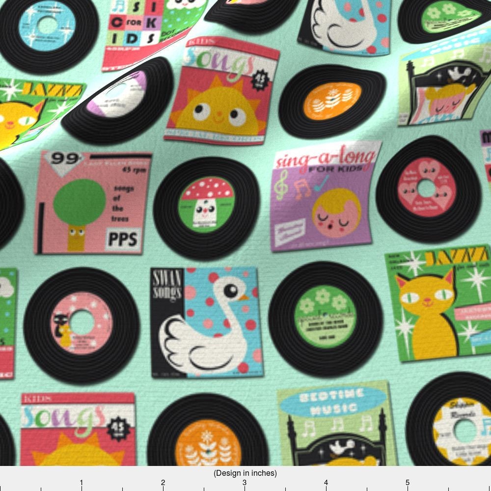 Retro Vinyl Fabric Children's Records By Heidikenney Vintage Vinyl