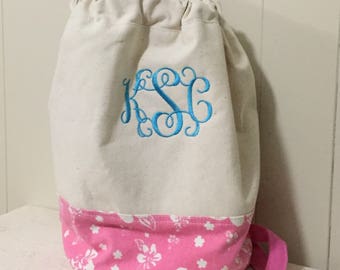 Personalized cinch sac, personalized tote, personalized tote