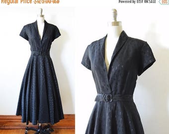 20% OFF SALE 50s black dress, vintage 1950s black swing dress, medium black rockabilly dress