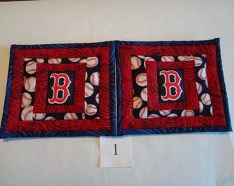 Boston Red Sox quilted pot holders pair #1