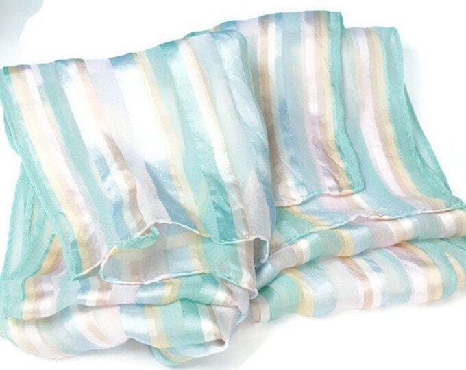 Pastel Striped Scarf Oblong 52 Inches Long Vintage
