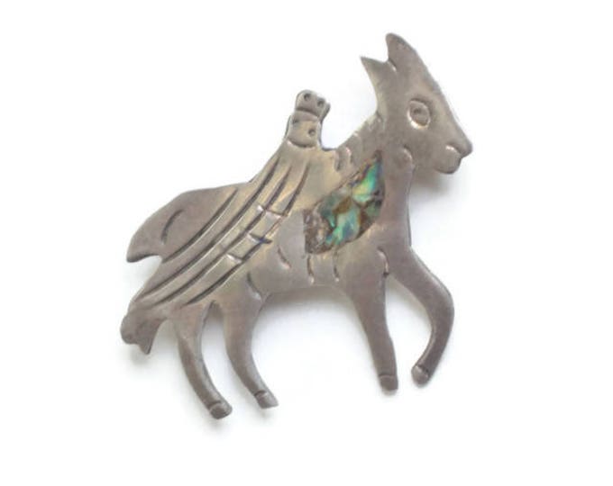 Sterling Donkey Pin Abalone Taxco Mexico Eagle 3 Mark Smaller Size