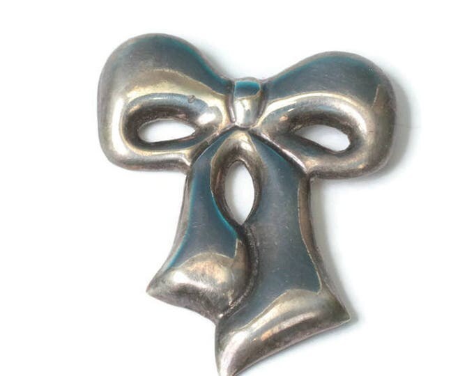 Taxco Sterling Bow Brooch Pin Marked TC-89 Mexico Vintage