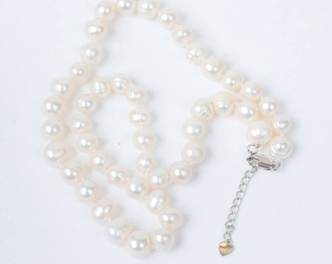 Freshwater Pearl Choker Necklace Heart Dangle Vintage