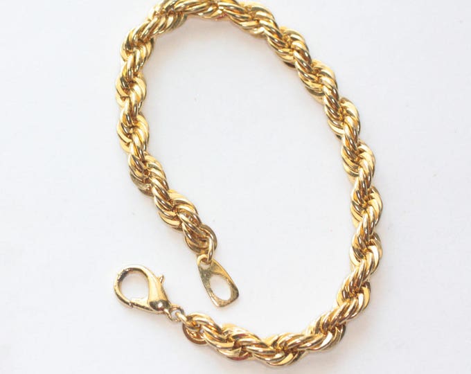 Twisted Rope Chain Bracelet Gold Tone Vintage