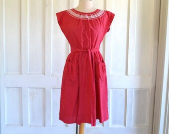 50s Swirl Wrap Dress Red and White Dots
