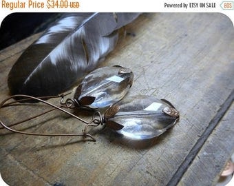 SALE The Old Salem Soothsayer. Antiqued Copper & Crystal Lucite earrings