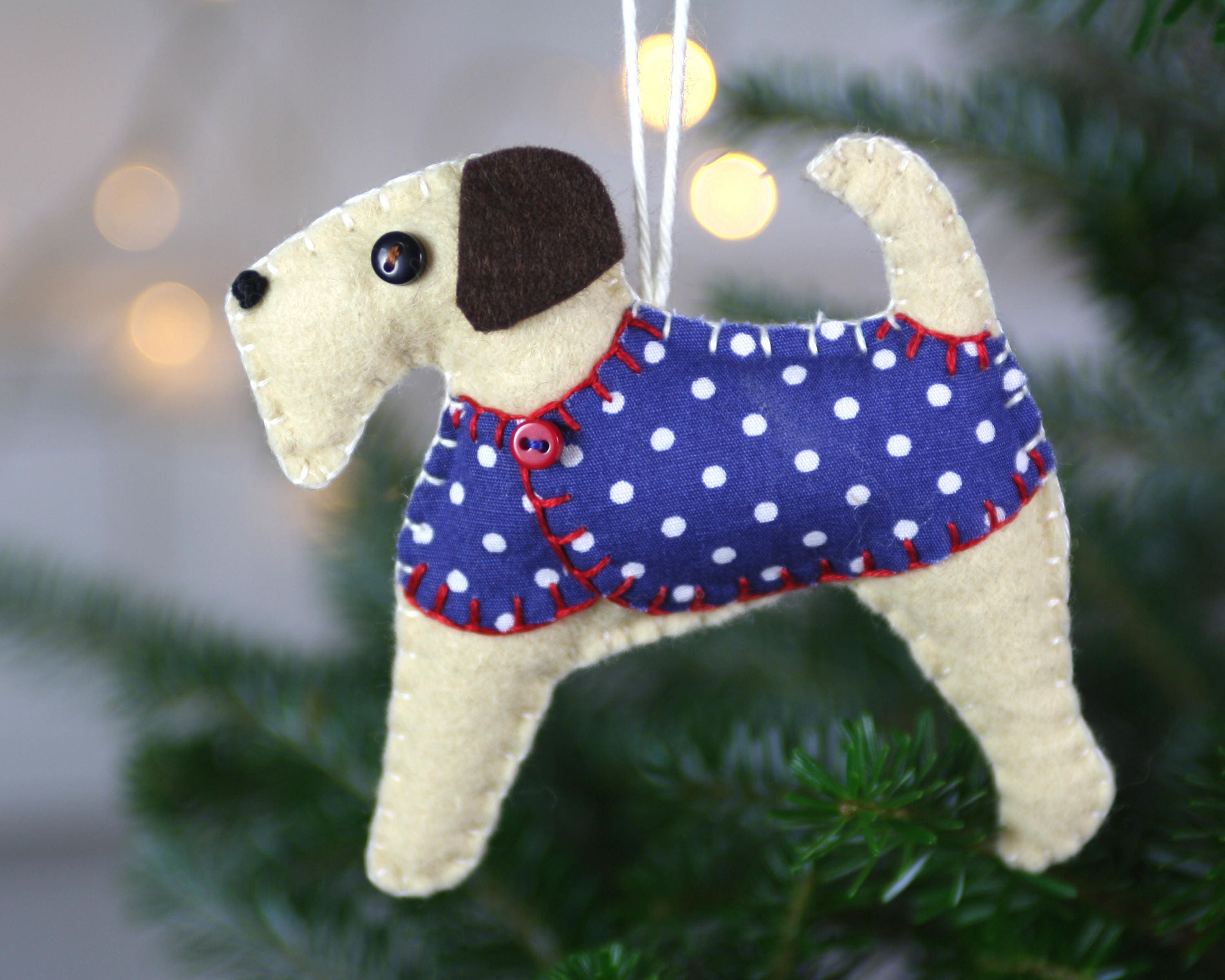 Felt Christmas ornament Felt dog ornament Dog Christmas