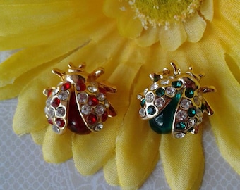 Two Vintage Ladybug Brooches