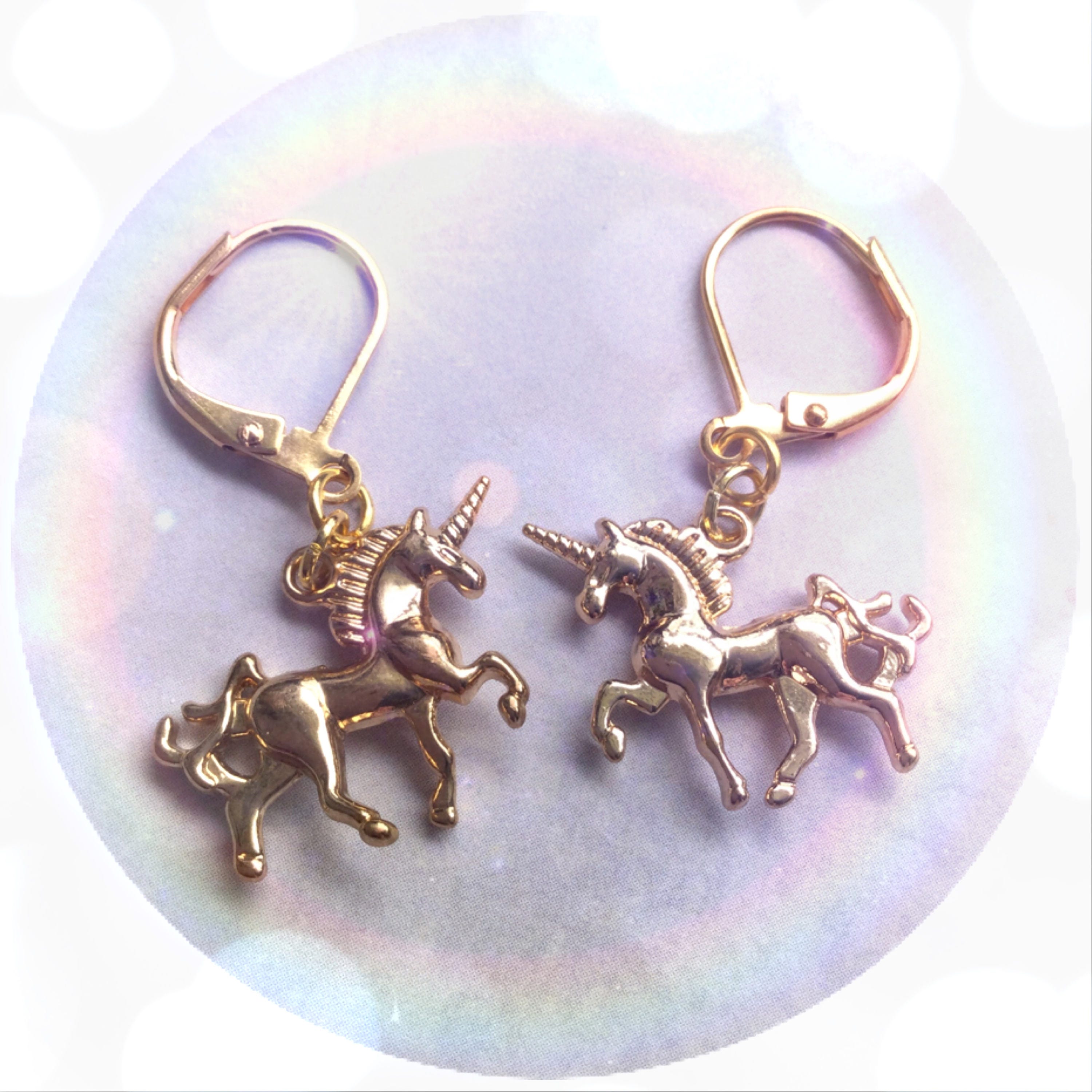 Gold Unicorn earrings sold per pair leave qty as 1