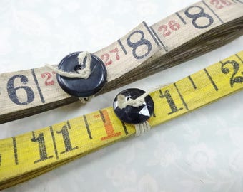 Aged Old Heavy Oil Linen Cloth Measuring Tape 6 Yards Total Industrial Numbers Craft Destash Decoration Ribbon