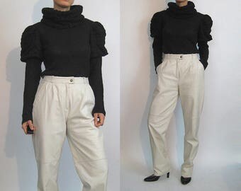 off white leather pants