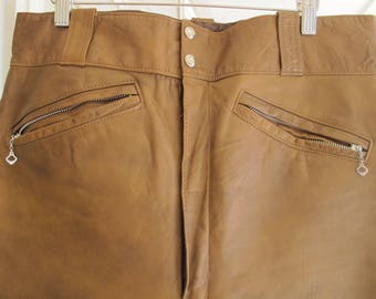 brown leather pants men