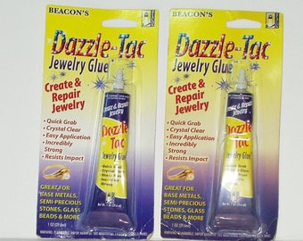 Beacon's Dazzle-Tac Jewelry Glue 2 Tubes 1oz Tubes Clear Quick Grab Adhesive 9172