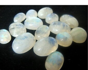 ON SALE 55% Wholesale Rainbow Moonstone Lot - Rainbow Moonstone Oval Cabochons - 136 CTW - 15 Pieces - 17x13mm To 12x10mm Each
