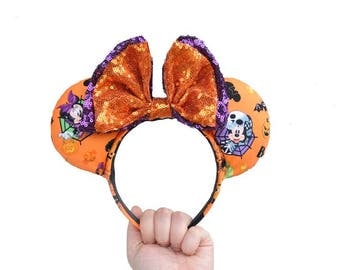 Halloween Orange Purple Trick Or Treat Mickey Mouse Ears Minnie Mouse Ears