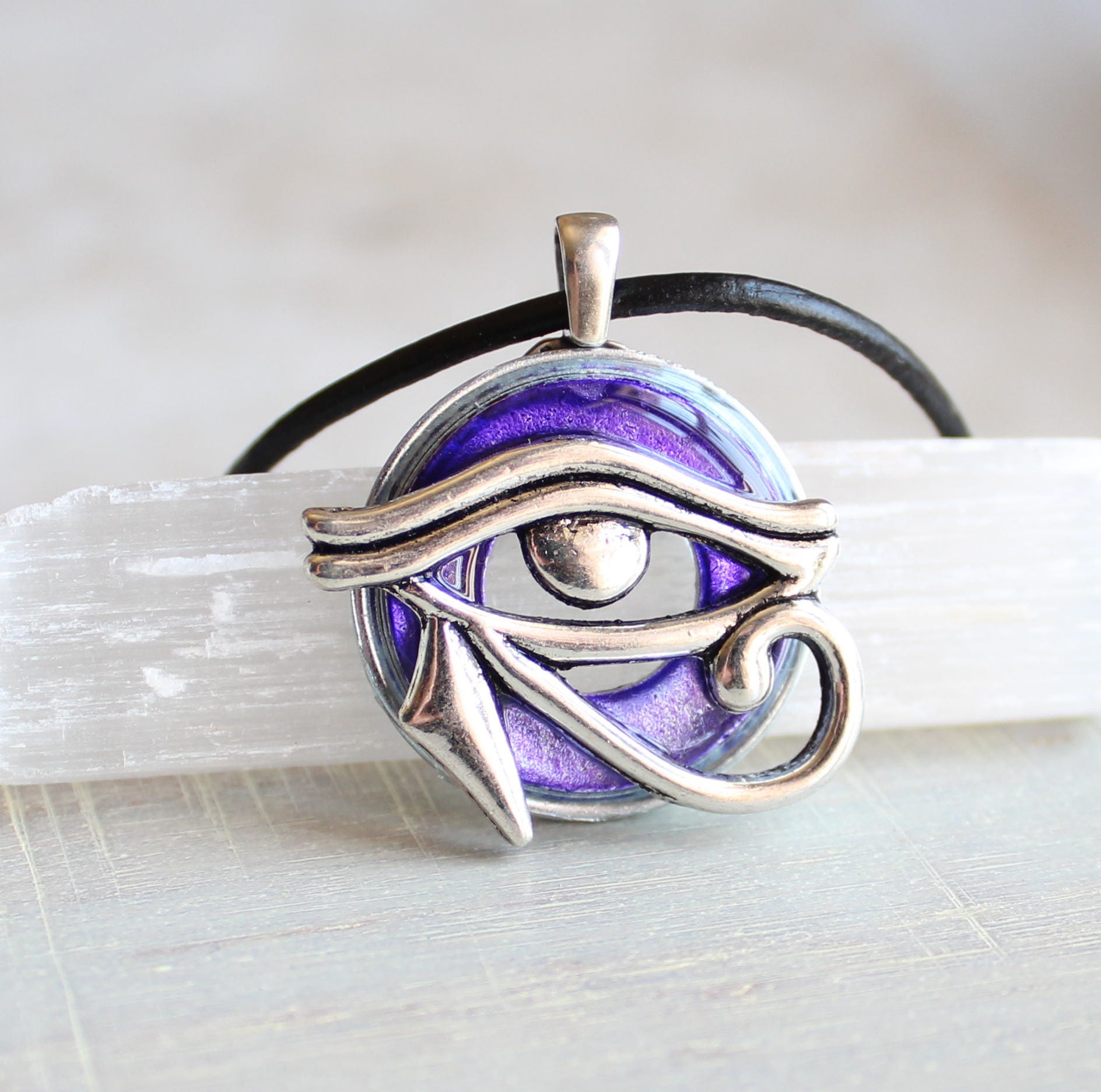 purple eye of horus necklace mens jewelry cord necklace