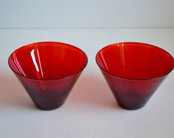 Red Glass Dessert Cups