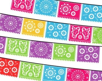 Papel Picado Clipart, Digital Fiesta Mexican Banners Clip Art, Cinco de Mayo Clip Art, Printable Papel Picado