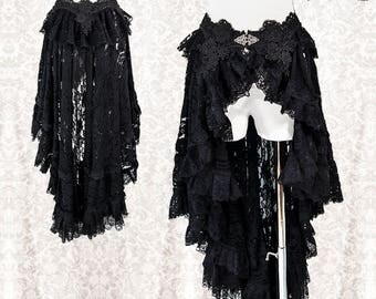 Skirt Nimbata black, goth wrap skirt, gothic, belly dance, victorian sample pre-sale, approx size S, Somnia Romantica by Marjolein Turin