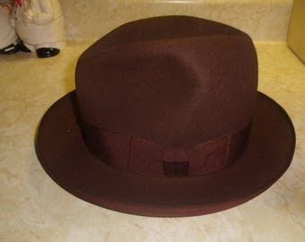 vintage mens hat fedora brown soft borden royal quality custom made new york