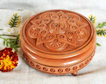 Jewelry box Wooden box Ring box Carved wood box Wedding jewelry box Jewelry organizer Jewelry box wood Jewelry ring box boite a bijoux B47
